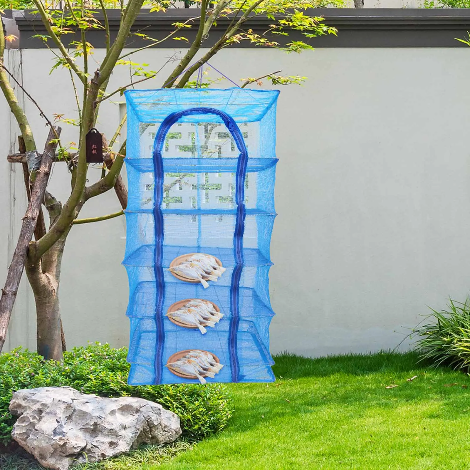 

Outdoor Fish Mesh Hanging Drying Net Food Dehydrator Large Space Fish Folding 4 Layers Fish Vegetable Dryer Net Drying Rack