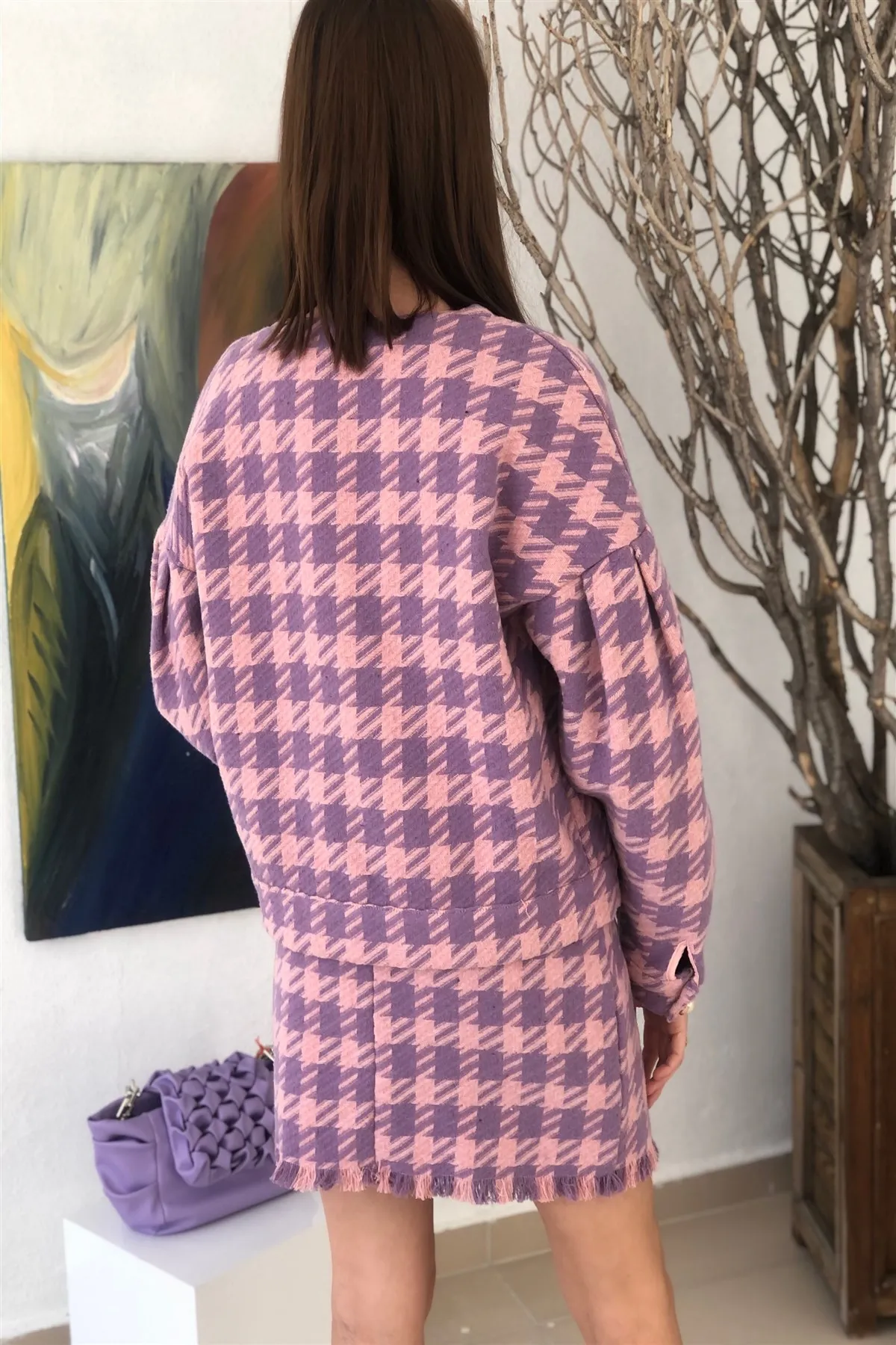 

Pearl Button Detail coat and skirt Suit