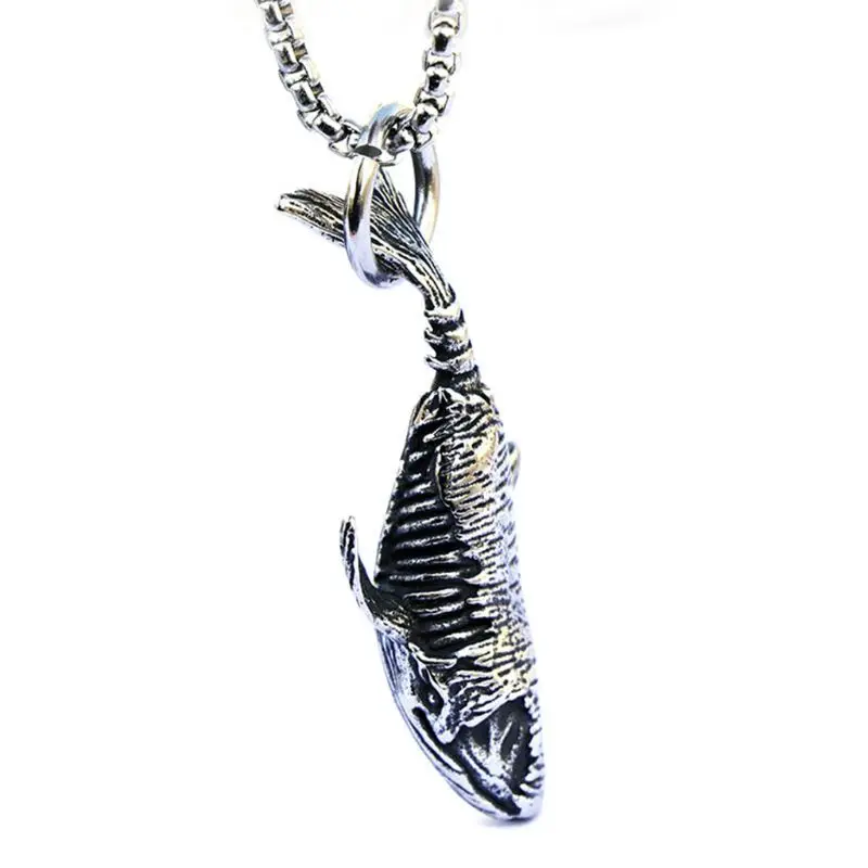 

Stainless Steel Shark Pendant Chain Necklace Metal Fish Choker Unisex Jewellery