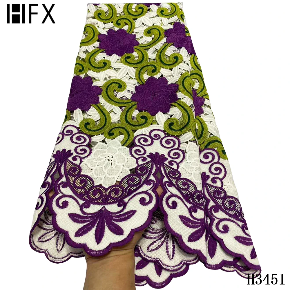 

HFX New Arrival Nigerian Lace Fabric High Quality Lace African Guipure Cord Lace 2020 High Quality Africain Water Soluble Lace