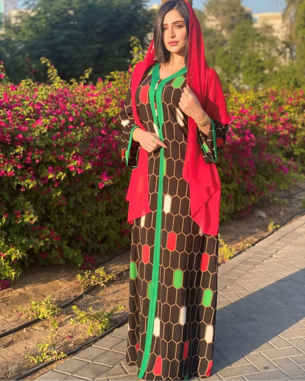 

Dubai Jalabiya Fashion Plaid Print Maxi Dress For Women Moroccan Kaftan Arabic Muslim Clothes 2021 Eid Ramadan Mubarak