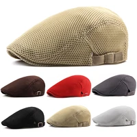 hollow mesh beret cap men wholesale solid plain trucker hats breathable casual outdoor headgear
