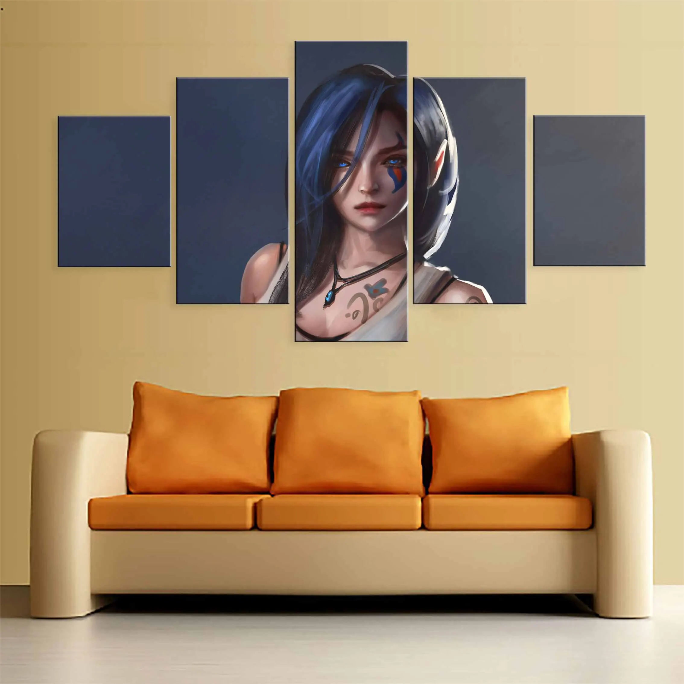 Современные идеи Hd принты картины на стену художественные Рамки 5 шт. аниме синий