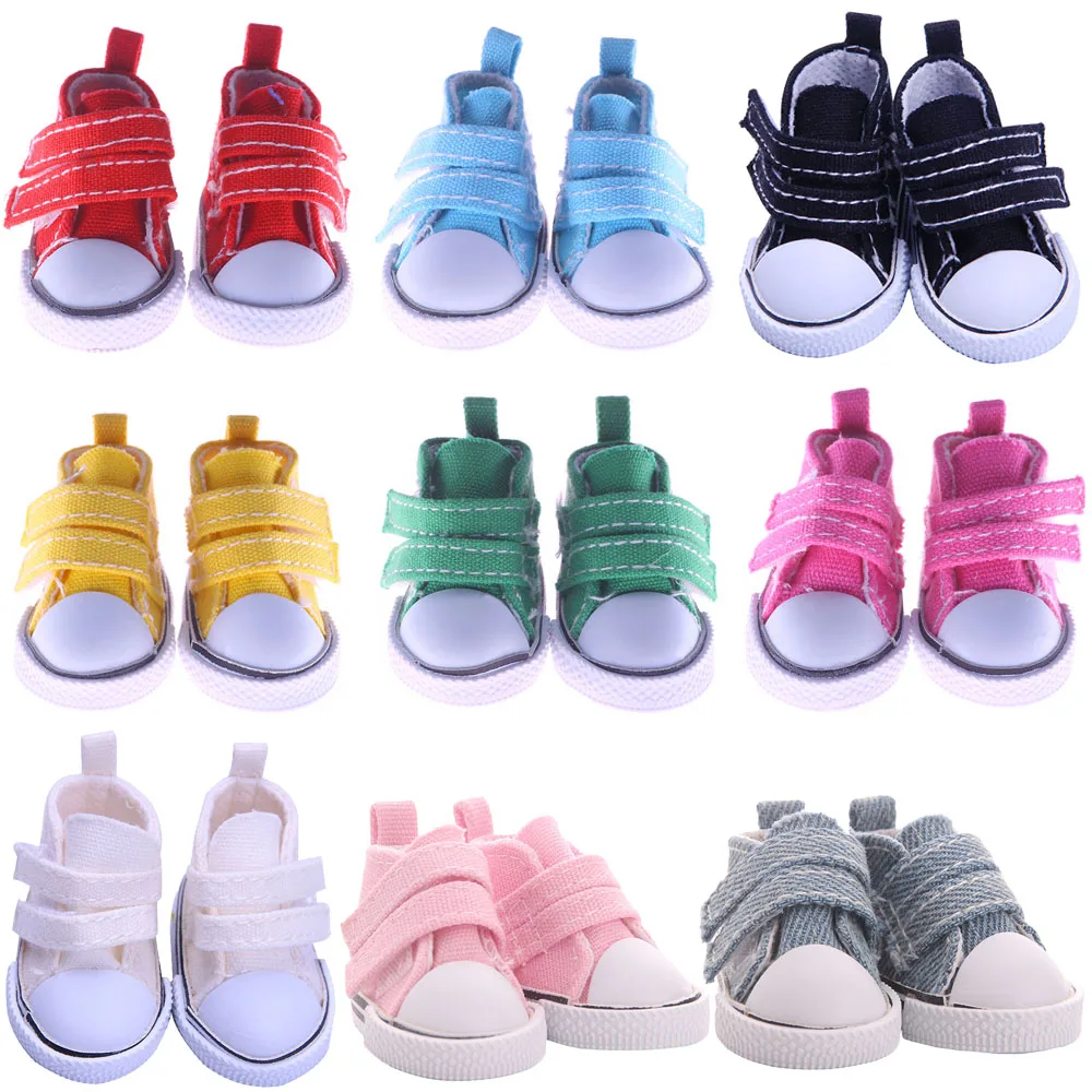 

12 Style Doll Shoes For 14Inch Wellie Wisher&32-34Cm Paola Reina&Nancy Doll Shoes For 5Cm,Solid Color Canvas Shoes Double Paste