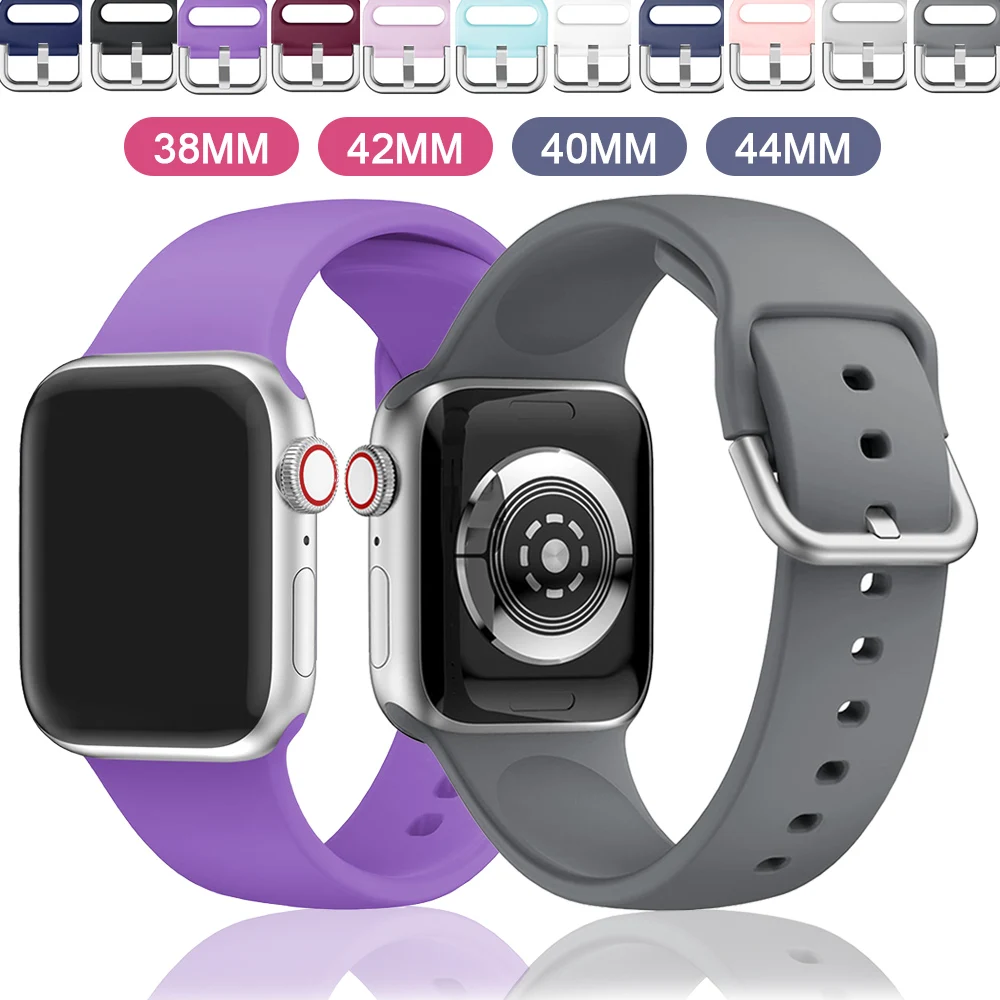 Спортивный силиконовый ремешок для часов apple Watch 42 мм 38 серия 1/2/3 iwatch 4 40 44