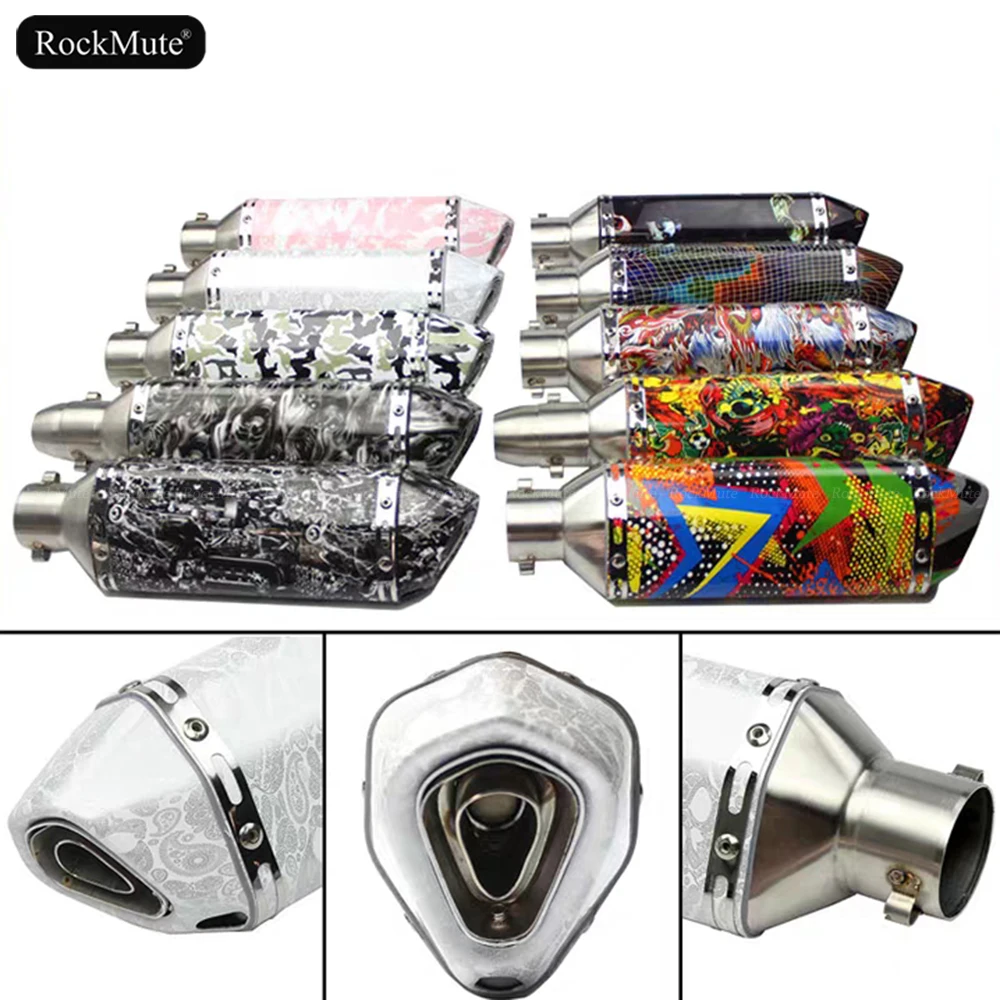 Stylish Racing Exhaust Muffler Pipe Graffiti Style 38-51mm Universal Motorcycle Street Bike Scooter Dirt Bike Sliencer DB Killer