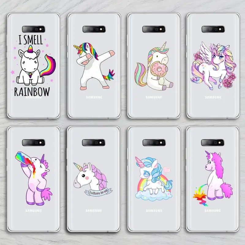 

anime cute sky horse unicorn Phone Case Transparent for Samsung A71 S9 10 20 HUAWEI p30 40 honor 10i 8x xiaomi note 8 Pro 10t 11