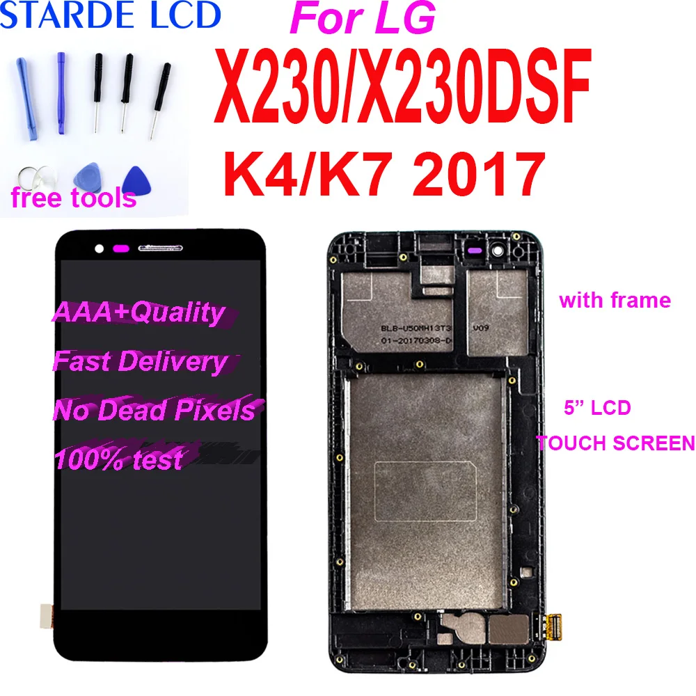 

ORIGINAL For LG K4 K7 2017 X230 X230DSF X230K 5"LCD Display Touch Screen Digitizer with without Frame Assembly Free Tool