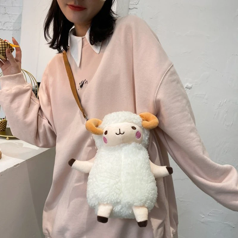 

Women Girl Cartoon Sheep Plush Bag Shoulder Crossbody Bags Satchel Purse A69C