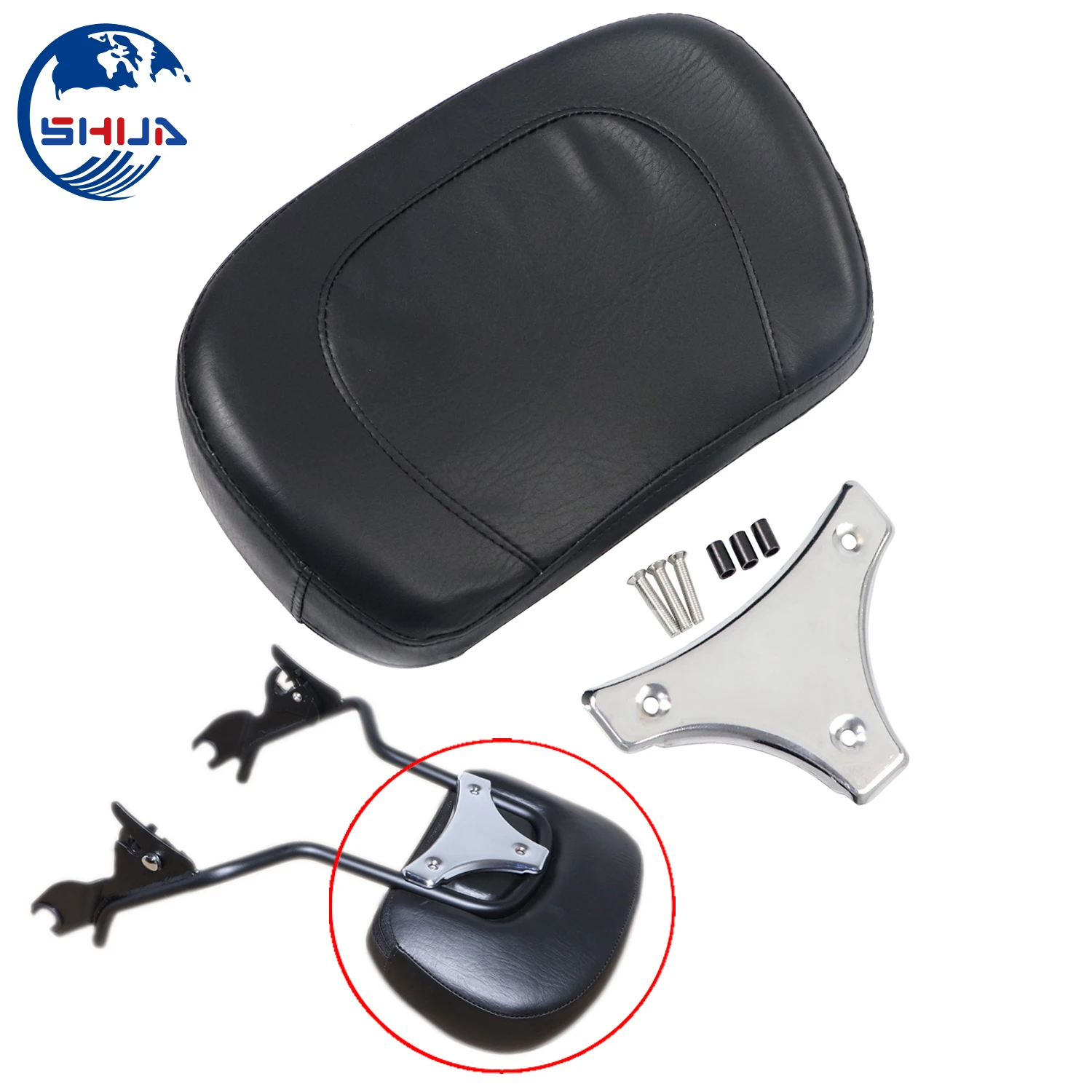 Черная спинка для пассажиров Сисси бар набор серебряных кронштейнов Harley Touring Street