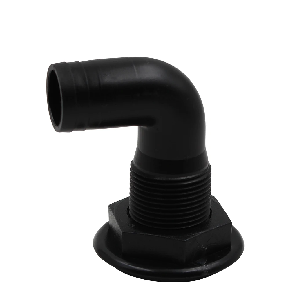 

1'' Black Nylon Thru Hull Fitting Hose 90 Degree for Marine Boat