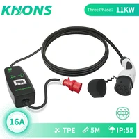 khons wallbox evse 11kw electric vehicle type 2 ev charger with plug adapters 16a adjustable 5m portable 3 phase fast charging