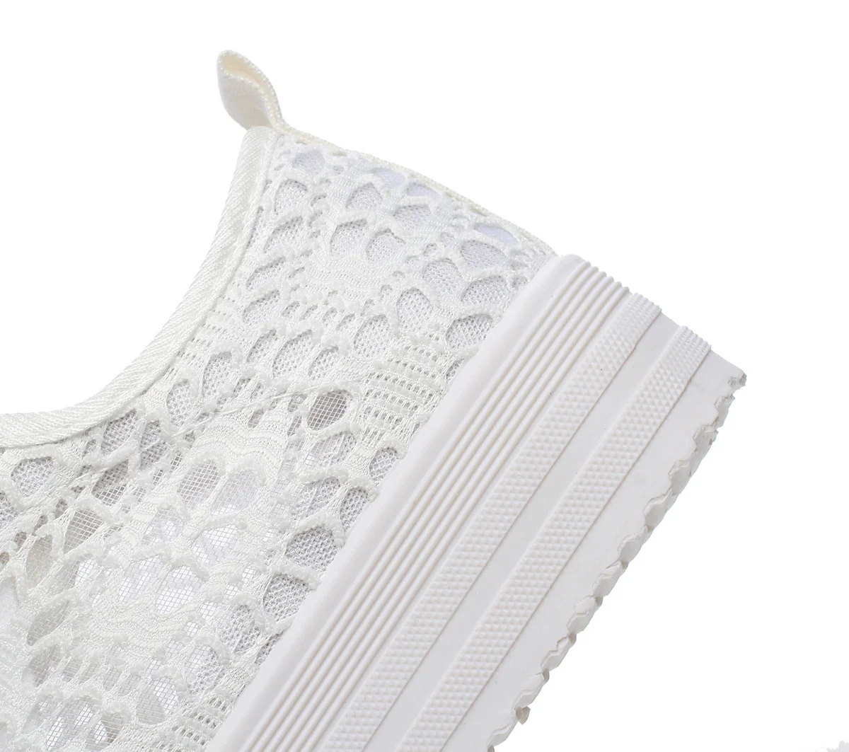 

Summer Women Shoes Casual Cutouts Lace Canvas Shoes Hollow Floral Breathable Platform Flat Shoe White Black 368