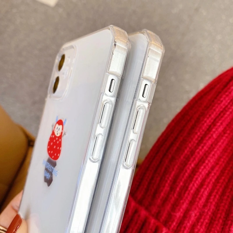 

Cartoon Cute Monster Side Frame Phone Case For iPhone 12 11 Pro Max XR XS X 7 8 Plus Transparent Soft Silicone Case 12 Mini