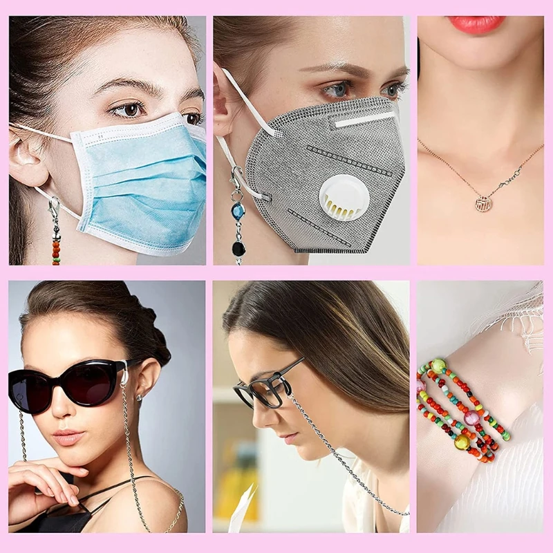 

Handmade Beaded Face Mask Holder Lanyard Cord Women Retro Necklace Eyewear Bead Chain Women's Accessories