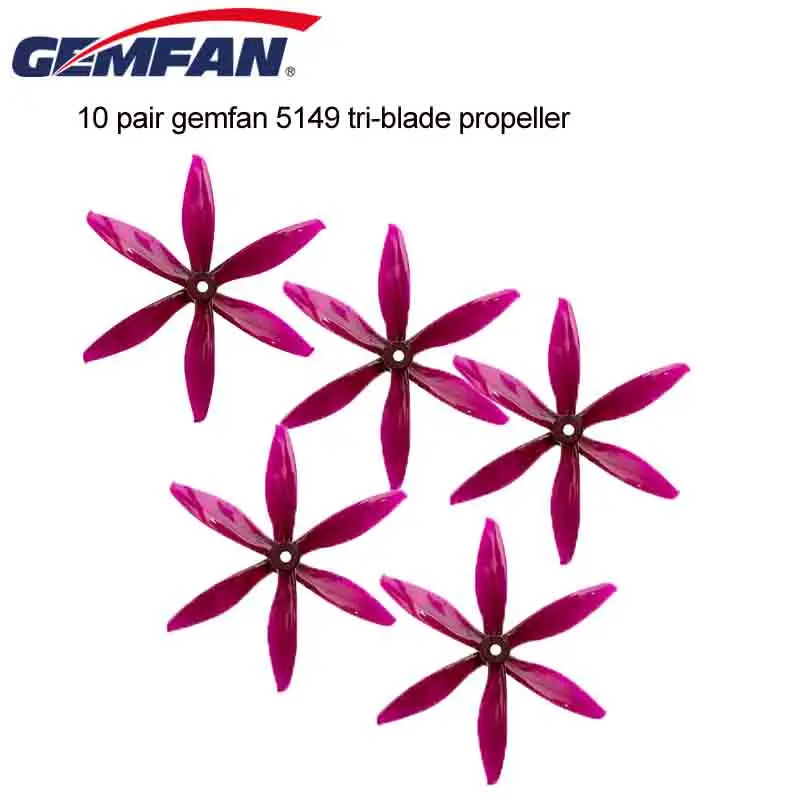 10 Pair Gemfan Flash 5149 5 Inch Tri-blade 3 Blade Cw Ccw Plastic Propeller Compatible Tychon T2207 Motor for FPV Racing Frame | Игрушки и
