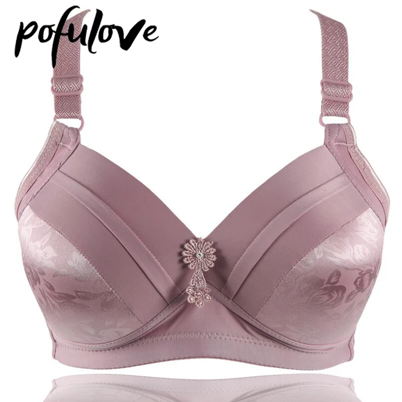 

Women Plus Size Bra B C D Thin Cup Push Up Bras Wireless Underwear Seamless Brassiere Female Cotton Solid Bralette for Big Chest