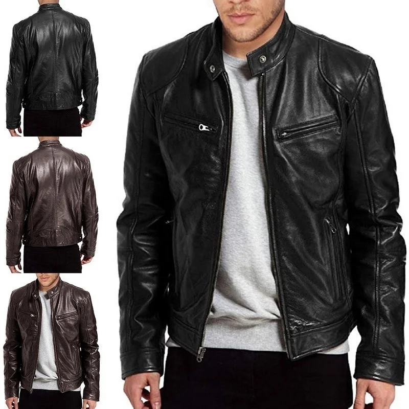 

Кардиган из искусственной кожи на молнии с воротником