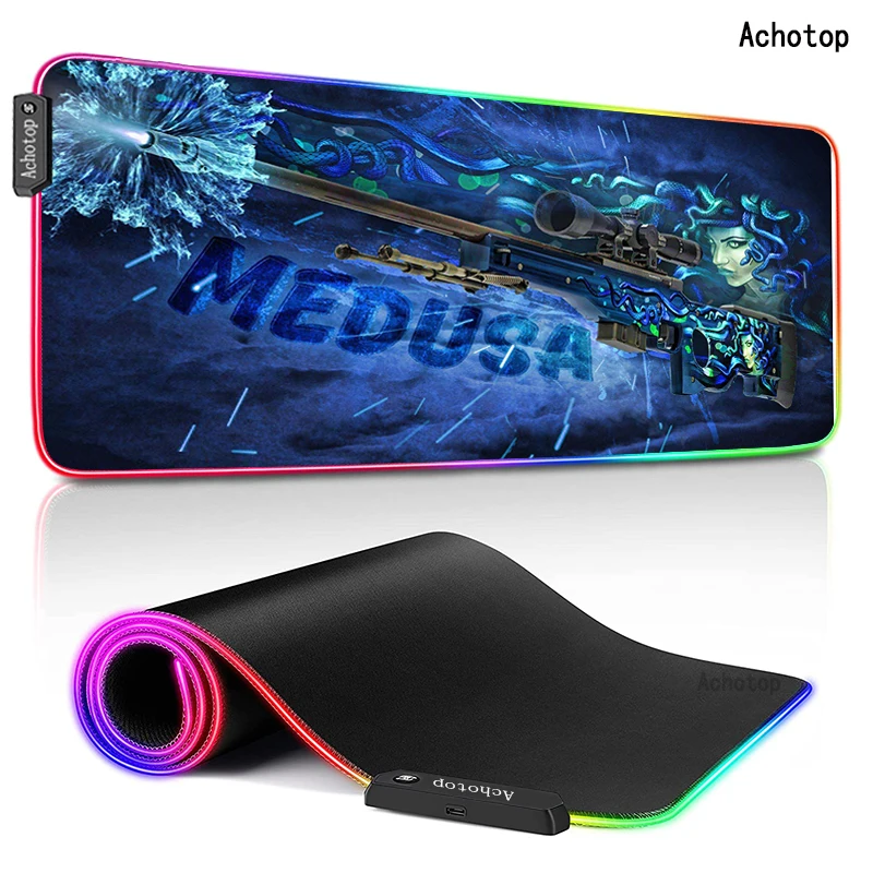 

RGB игровой коврик для мыши RGB CS GO, компьютерные коврики для мыши, большой коврик для мыши для геймеров XXL, коврик для мыши, Настольный коврик дл...