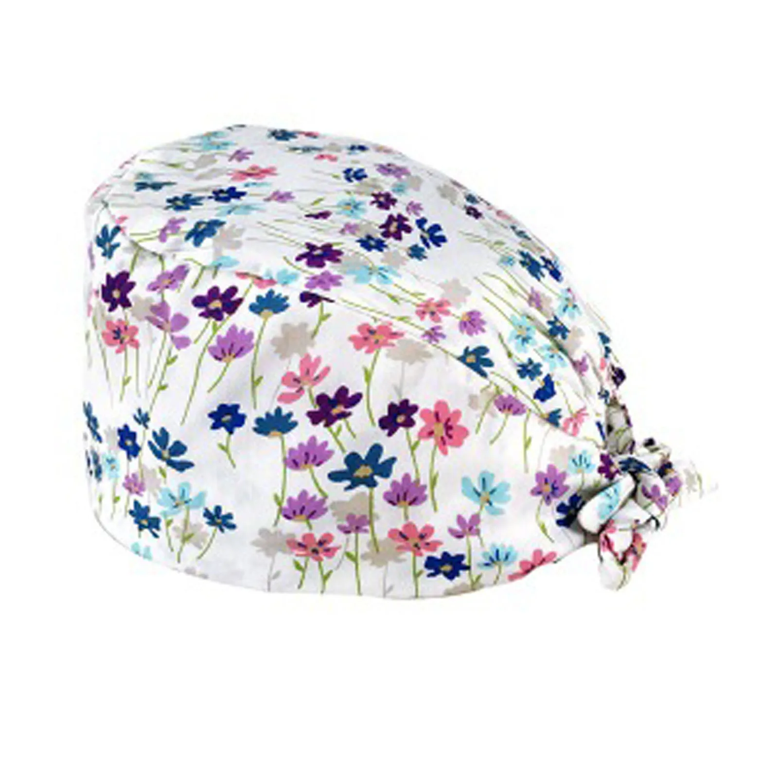 

New Scrub Nurse Hat Floral Bouffant Cotton Nursing Caps With Buttons Adjustable Working Scrub Cap Sweatband Gorro Enfermera FL50