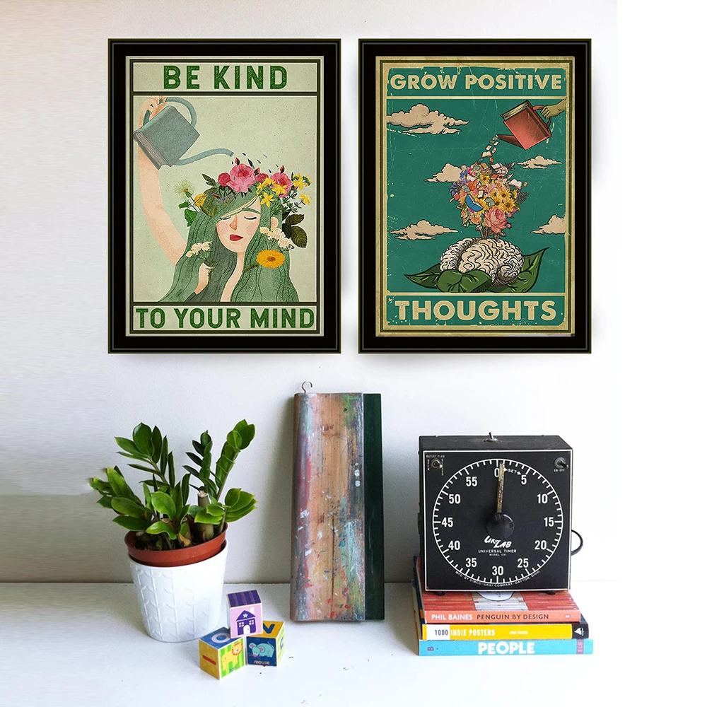 

Mental Grow Positive Thoughts Be Kind To Your Mind Paper Poster Painting Decorative Wall Art Home Decor