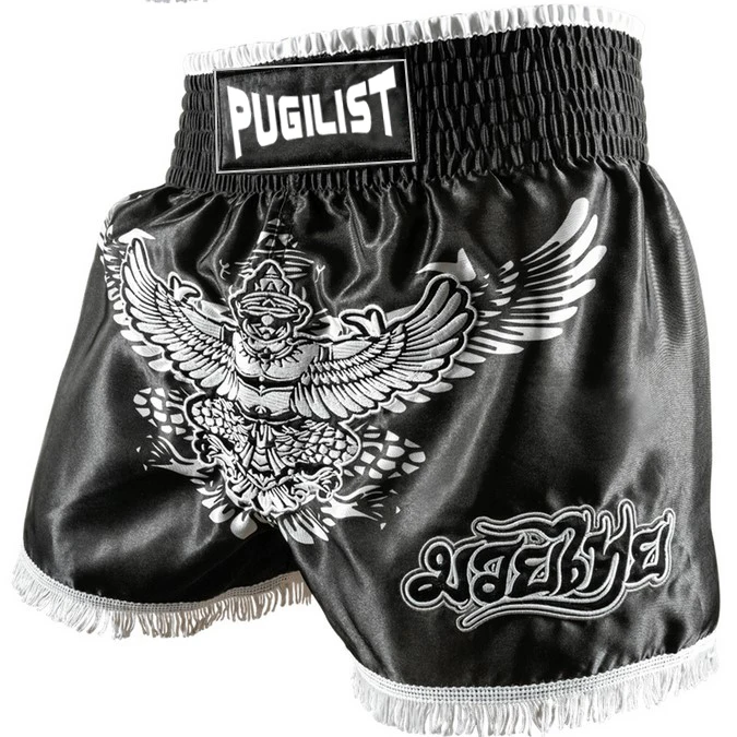 Муай Тай бои кикбоксинг Мягкая Вышивка Шорты PUGILIST MuayThai плавки мужские боевые