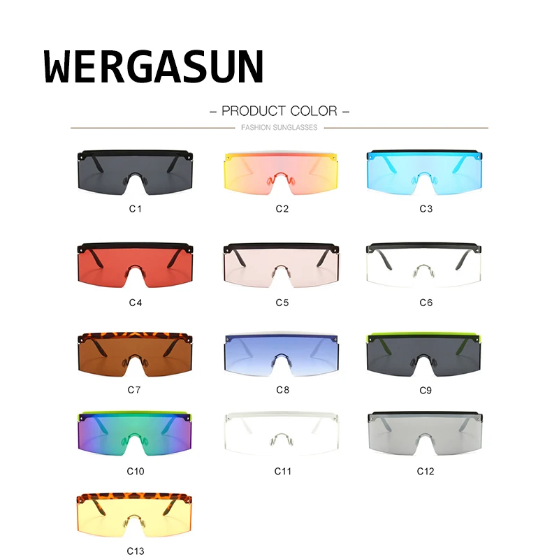 

WERGASUN Brand Design Fashion Sunglasses Women Men Oversized Square Vintage Sun Glasses UV400 Shades Eyewear Oculos de sol
