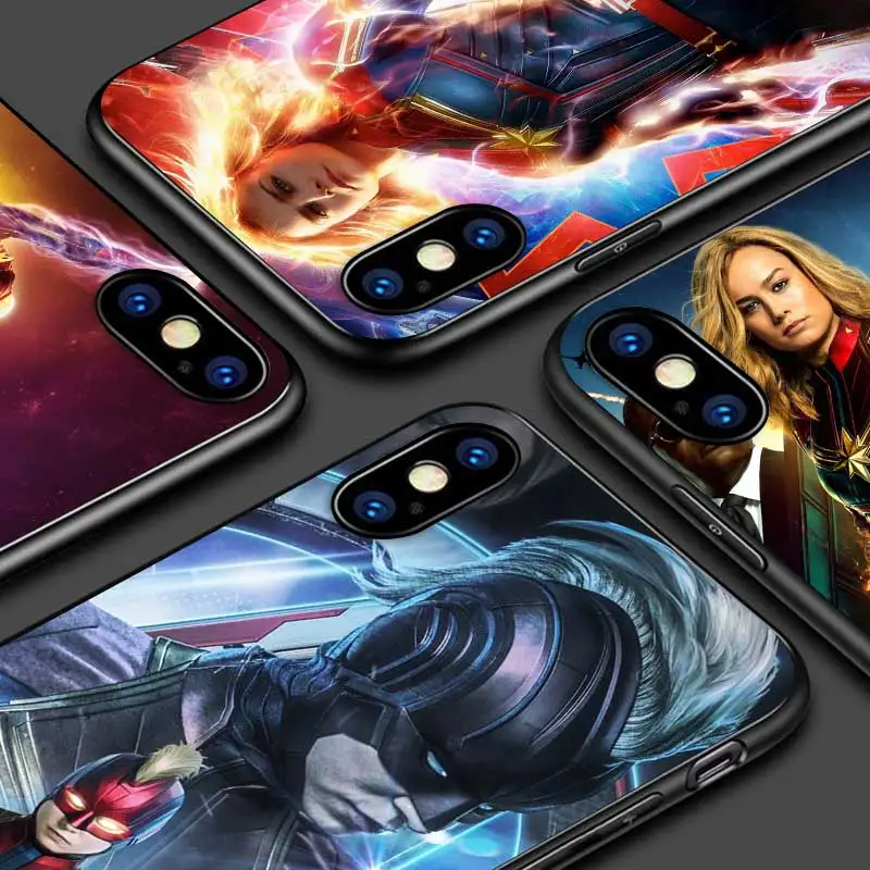 

Black Silicone Cover Captain Marvel For Apple iPhone 13 12 11 SE XS XR X 7 8 6 5 S mini Plus Pro MAX 2020 Phone Case