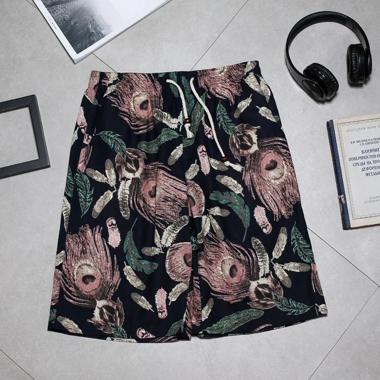 Шорты мужские пляжные быстросохнущие спортивные с эластичным поясом цветочным