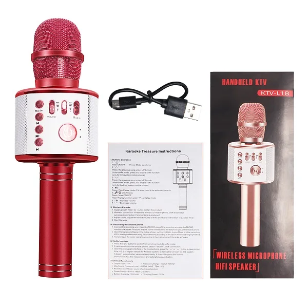 RoseRed K38 беспроводной Bluetooth микрофон профессиональный динамик Consender ручной микрофон караоке микрофон для поет и записывает - Цвет: RoseRed