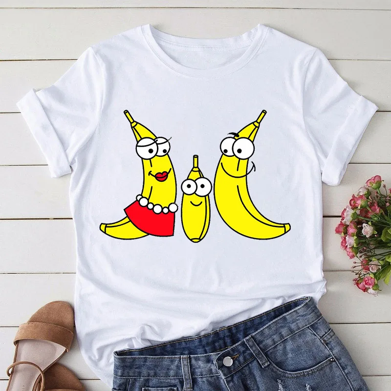 

Funny T Shirt banana Printed Women Short Sleeve Harajuku Ulzzang Tumblr T Shirt Fashion Fruit Style Cute Tops Graphic Tee