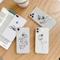 line art minimalist painting phone case transparent soft for iphone 5 5s 5c se 6 6s 7 8 11 12 plus mini x xs xr pro max