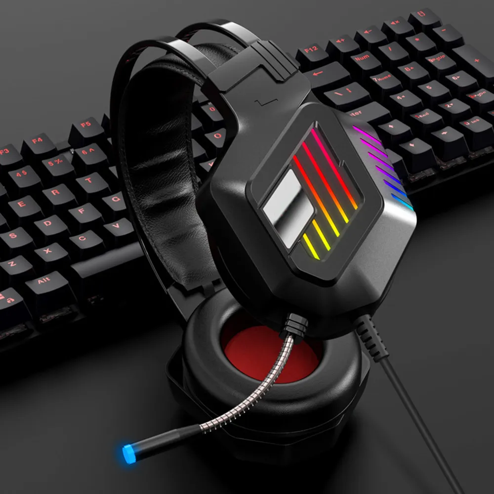 Игровая гарнитура Gamer Surround Sound USB 3 5 мм Проводная RGB светильник Игровые наушники С