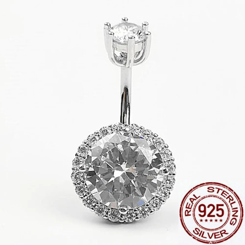 Пирсинг для живота из серебра 925 пробы с кристаллами ювелирные изделия тела ombligo