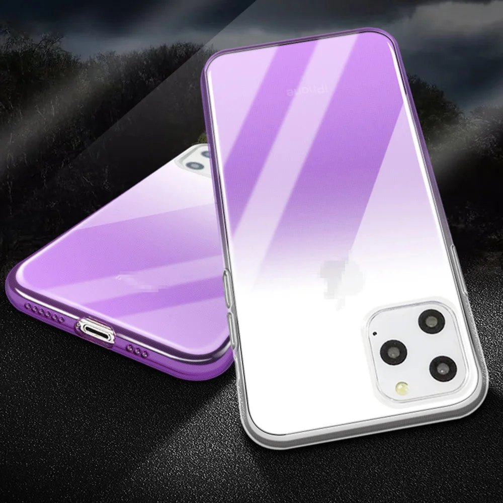 Gradient Phone Case For iPhone 11 Pro 6 6s 7 8 Plus X XR XS Max TPU Transparent Soft Shell Anti Fingerprint Portable Rope Hole |