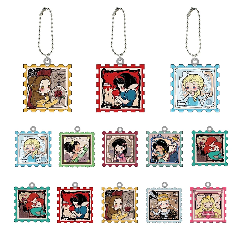 

Disney Lace Cartoon Princess Flat Bottom Doll Keychains Acrylic Resin Pendant Key Chain Children Girls Handmade Jewelry FSD538