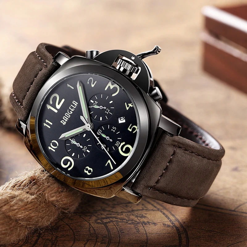 Часы наручные BAOGELA Мужские кварцевые оригинальные брендовые Роскошные