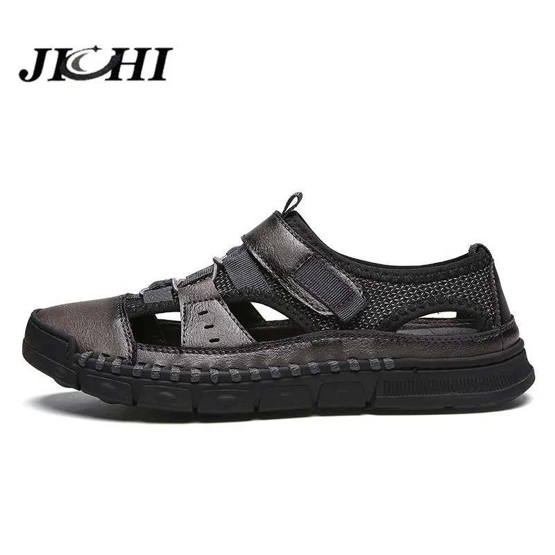 Сандалии мужские из натуральной кожи Повседневная пляжная обувь мягкая подошва