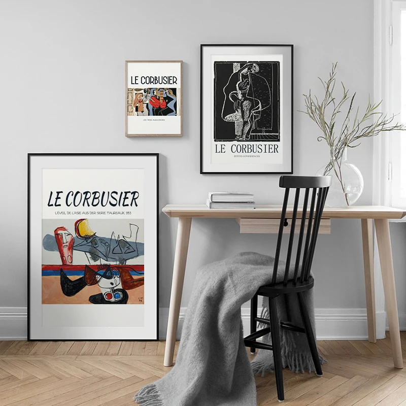 

Le Corbusier Vintage Exhibition Poster French Abstract Canvas Print Painting Wall Art Picture for Living Room Office Home Decor