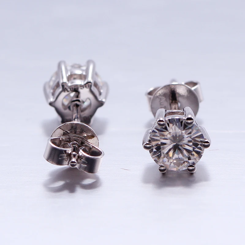 Серьги женские однотонные из белого золота 18 К 0 5 карат | Украшения и аксессуары