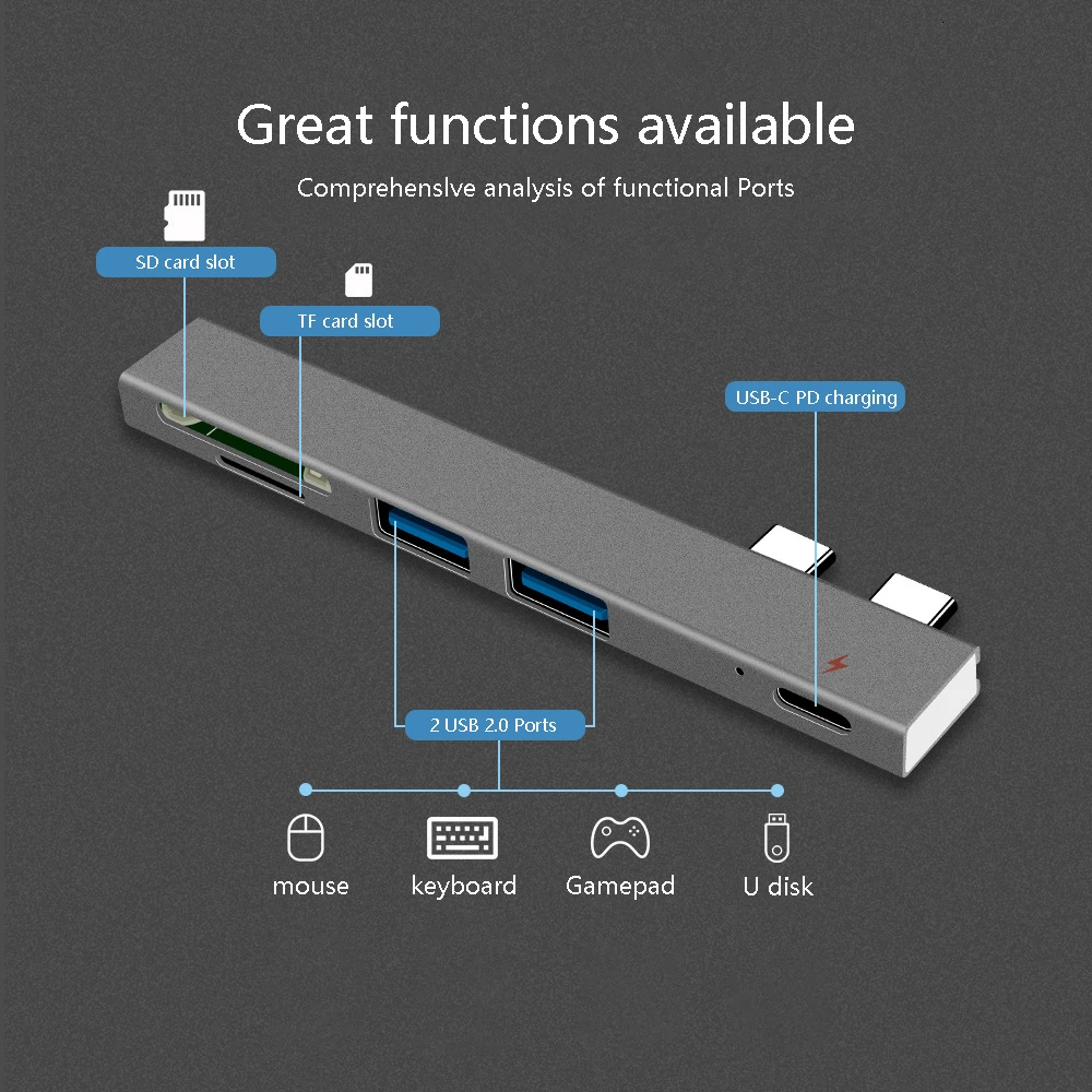 Алюминий USB C концентратор 5 в 1 Type адаптер ключ совместим для 2016 2017 MacBook Pro 13 &quot15&quot