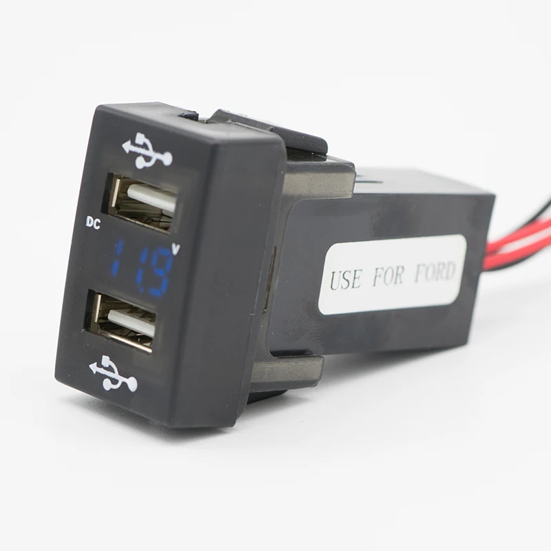 Автомобильная панель с двумя usb-портами для зарядки приборной панели 5 в 2,1 А, 1,2 А, 2 USB зарядного устройства и измерителя напряжения, монитор батареи для Ford для телефона