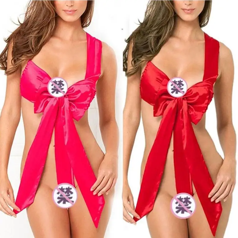 

Fashion New Christmas Naughty Knot Body Bow Sexy Lingerie Lady Underwear Sleepwear Babydoll A6A9