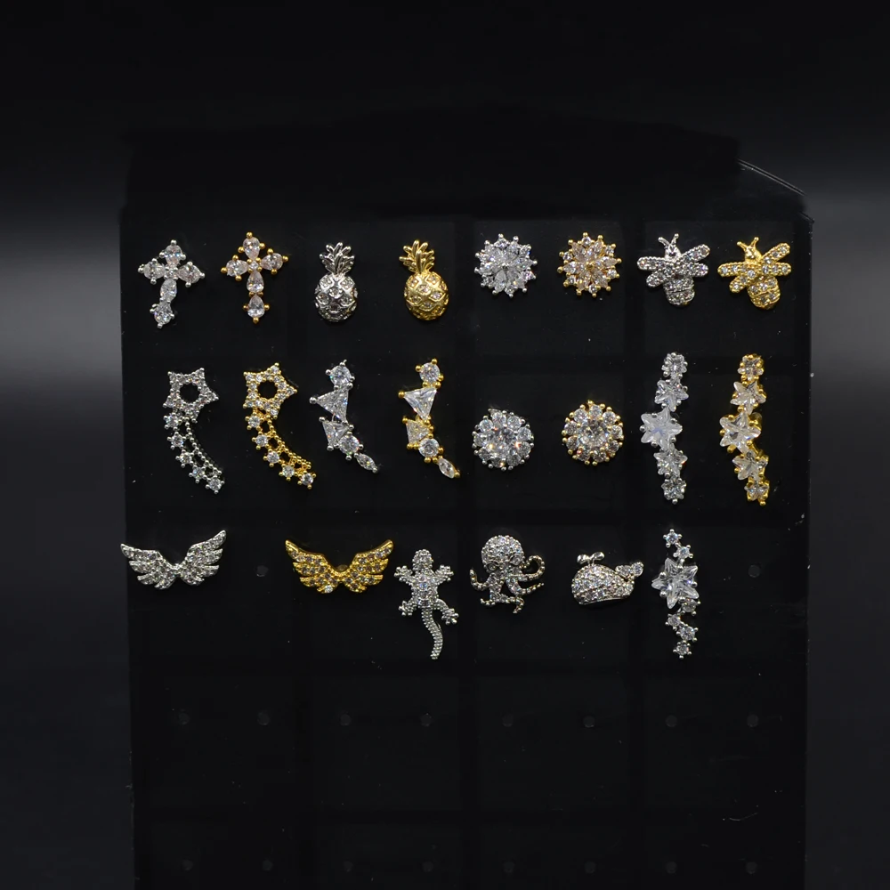 Миниатюрные серьги I PC с Луной и звездой из кубического циркония Надеваемые На