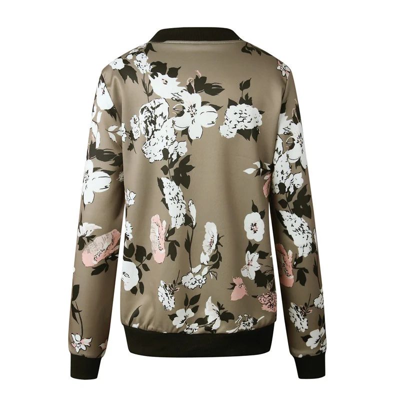 

Women Retro Floral Printed Jackets Lightweight Long Sleeve Zipper Jacket Short Windbreaker Coats Biker Jackets Spring Outwear