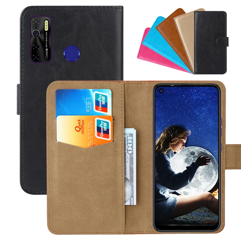 Роскошный чехол-бумажник для Tecno Camon 15 из искусственной кожи в стиле ретро с