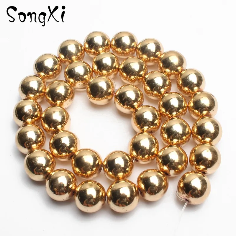 Natural Stone Beads Gold Hematite 4/6/8/10MM Round Loose Spacer For Jewelry Making Diy Bracelet Necklace Wholesale 15 Inch | Украшения и