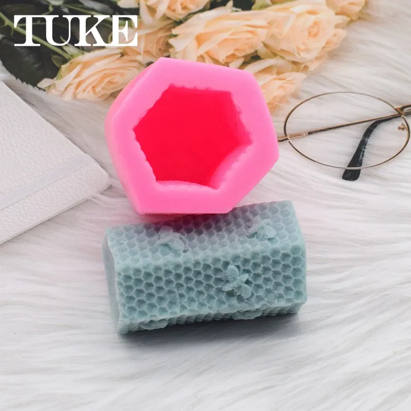 3D Цилиндр пчела соты силиконовая Свеча Форма Мыло глина Сделай Сам торт