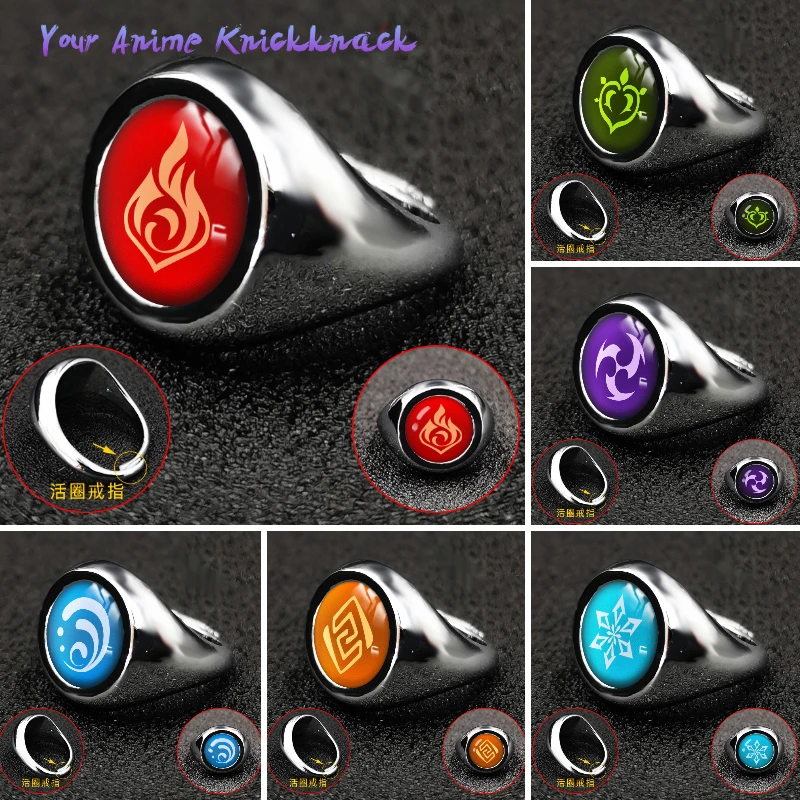

Anime Rings Genshin Impact The Eye of God Seven Elements Finger Ring for Women Jewlery Accessories Fans Friends Festival Gift