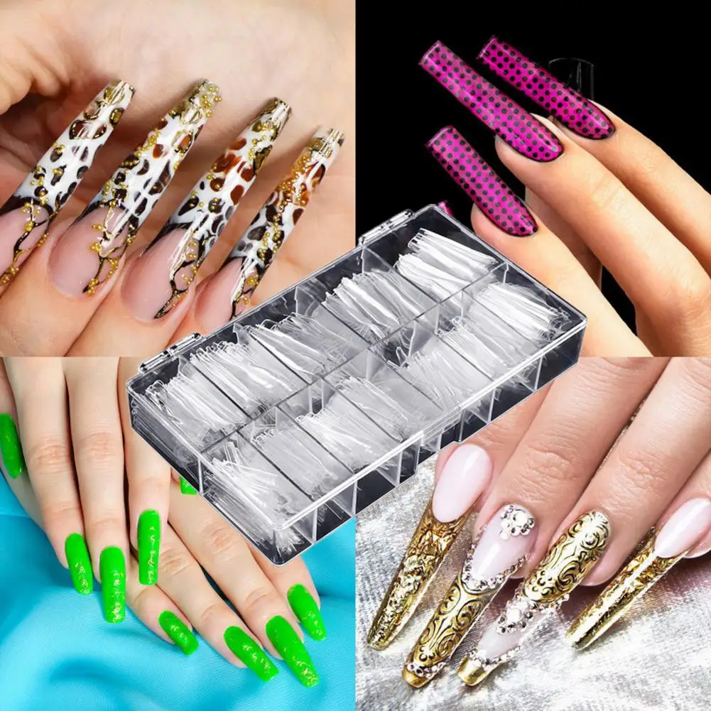 

480Pcs/Box Artificial Nail Tips No Crease DIY Transparent Clear Coffin Natural Manicure Tips for Female